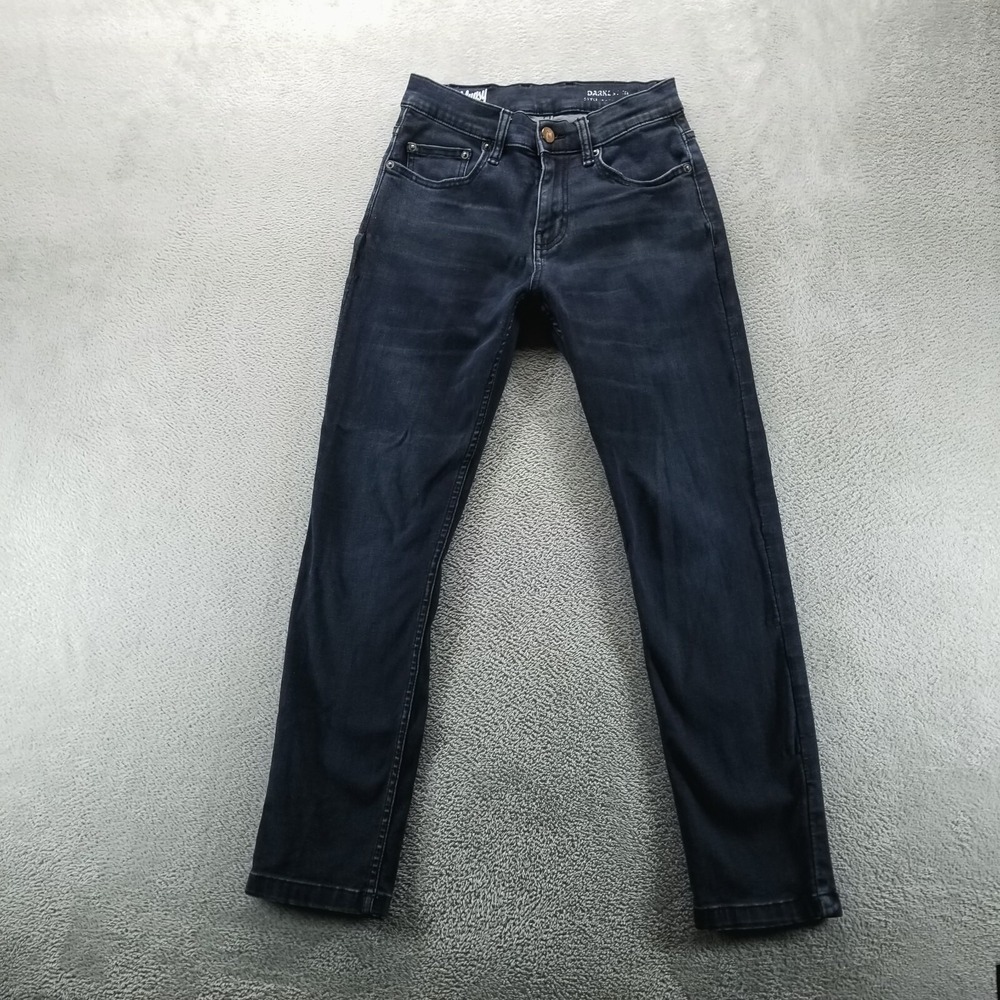 Mugsy‎ Jeans Mens 26x28 Blue Slim Straight Dark Wash Low Rise Stretch Denim